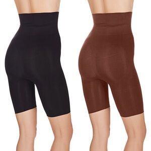 MeMoi High Waist Thigh Shaper 2 pack Brown Black size Large New Slimming